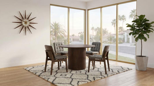Hamlyn 5-Piece Round Wood Dining Set Grey and Walnut