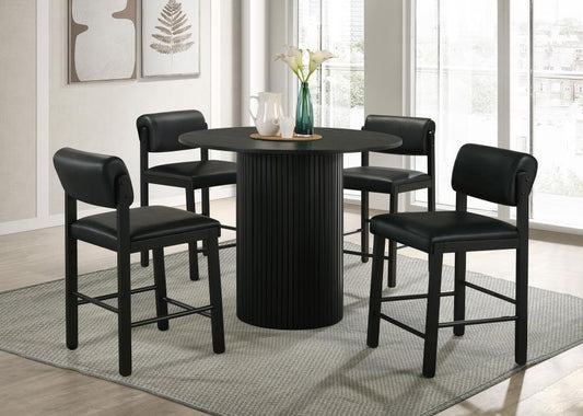 Hamlyn 5-Piece Round Wood Counter Height Dining Set Black