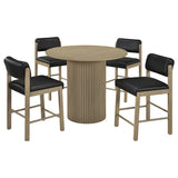 Hamlyn 5-Piece Round Wood Counter Height Dining Set – Black and Natural Oak