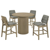 Hamlyn 5-Piece Round Wood Counter Height Dining Set – Grey and Natural Oak