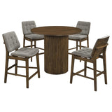 Hamlyn 5-Piece Round Wood Counter Height Dining Set Grey and Walnut