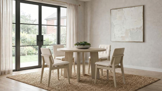 Strouse 5-Piece Dining Set – Cream and Natural Oak