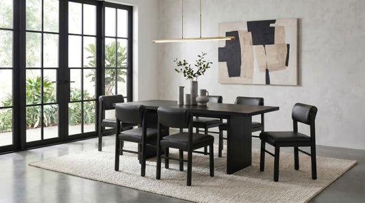 Decker 7-Piece 82-Inch Rectangular Dining Set Black