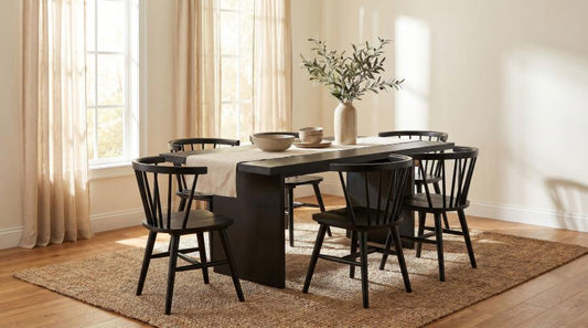 Decker 7-Piece 82-Inch Rectangular Dining Set Black
