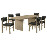 Decker 7-Piece 82-Inch Rectangular Dining Set – Black and Natural Oak