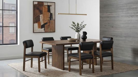 Decker 7-Piece 82-Inch Rectangular Dining Set Black and Walnut