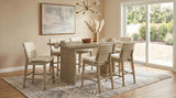 Decker 7-Piece 70-Inch Rectangular Counter Height Dining Set Cream and Natural Oak