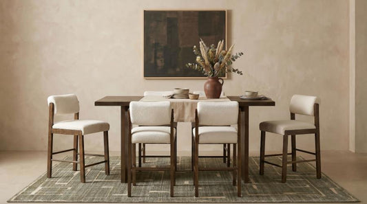 Decker 7-Piece 70-Inch Counter Height Dining Set Cream and Walnut