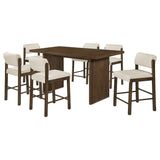 Decker 7-Piece 70-Inch Counter Height Dining Set Cream and Walnut