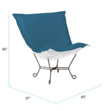 Patio Scroll Puff Chair Seascape Turquoise Titanium Frame