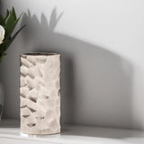 Hammered Aluminum Oval Vase Bright Silver- Large