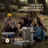 3-in-1 Stainless Steel Smoker Barrel Grill Premium– Portable Charcoal BBQ with Thermometer, Outdoor Cooking Smoker for Camping, Backyard & Home BBQ INGRILL