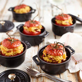 STAUB Cast Iron 0.25-qt Mini Round Cocotte - Set of 6 - Matte Black