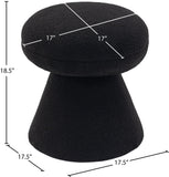 Drum Ottoman - Plush Faux Shearling Teddy Fabric Stool with Tapered Base for Stylish Comfort