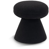 Drum Ottoman - Plush Faux Shearling Teddy Fabric Stool with Tapered Base for Stylish Comfort