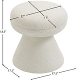 Drum Ottoman - Plush Faux Shearling Teddy Fabric Stool with Tapered Base for Stylish Comfort