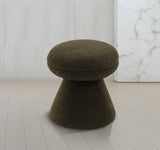 Drum Ottoman - Plush Faux Shearling Teddy Fabric Stool with Tapered Base for Stylish Comfort