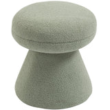 Drum Ottoman - Plush Faux Shearling Teddy Fabric Stool with Tapered Base for Stylish Comfort