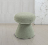Drum Ottoman - Plush Faux Shearling Teddy Fabric Stool with Tapered Base for Stylish Comfort