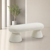 Drum Stylish Faux Shearling Teddy Fabric Bench – Contemporary Comfort for Any Room Décor Upgrade