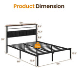 Twin/Full/Queen Size Bed Frame with Charging Station