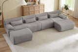 FLOVEX 141" 4-Seater Sofa with 2 Ottomans
