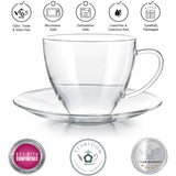 Royal Borosilicate Glass Teacup & Saucer Set of 4