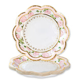 Tea Time Whimsy 7 Inch Paper Plates - Pink Set of 16