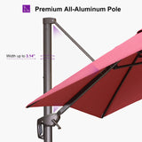 PURPLE LEAF Patio Cantilever Umbrella with Aluminum Offset Hanging for Pool Garden Deck