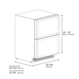 ZLINE 24" Touchstone 168 Can Outdoor-Rated Dual Refrigerator Drawer, Panel Matte Black, RDSPOZ-24-MB