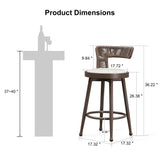 PURPLE LEAF Outdoor Swivel Bar Stools Set of 2 Metal Modern Rattan Bar Chairs with Backrest Aluminum Woven Barstools with Cushions