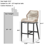 PURPLE LEAF Outdoor Bar Stool Set of 6, Wicker Chairs Bar Chairs with Cushion, All-Weather Patio Furniture kitchen stools