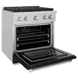 ZLINE 36" Gas Range, Convection Gas Oven, Stainless Steel,Matte Black SGR-BLM-36