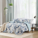 Reversible Floral Seersucker Comforter Set, Navy/Blue