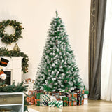 HOMCOM 6ft Unlit Snow-Dusted Full Fir Artificial Christmas Tree with Realistic Branches, 61 Pine Cones and 800 Tips