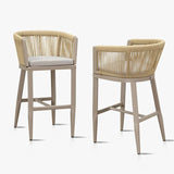 PURPLE LEAF Bar Stools Set of 2 Rattan Bar Stools with Cushions Aluminum Bar Chairs for Outdoor or Indoor Kitchen Bar Stools