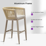 PURPLE LEAF Bar Stools Set of 2 Rattan Bar Stools with Cushions Aluminum Bar Chairs for Outdoor or Indoor Kitchen Bar Stools