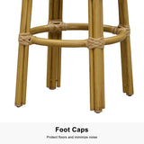 PURPLE LEAF Patio Round Bar Stools Set of 2 Outdoor Backless Barstools Woven Rattan Bar Chair for Indoor Kitchen Island Bistros Cafe Restaurant