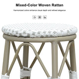 PURPLE LEAF Patio Round Bar Stools Set of 2 Outdoor Backless Barstools Woven Rattan Bar Chair for Indoor Kitchen Island Bistros Cafe Restaurant
