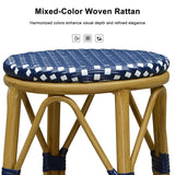 PURPLE LEAF Patio Round Bar Stools Set of 2 Outdoor Backless Barstools Woven Rattan Bar Chair for Indoor Kitchen Island Bistros Cafe Restaurant