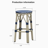 PURPLE LEAF Patio Round Bar Stools Set of 2 Outdoor Backless Barstools Woven Rattan Bar Chair for Indoor Kitchen Island Bistros Cafe Restaurant