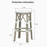 PURPLE LEAF Patio Round Bar Stools Set of 2 Outdoor Backless Barstools Woven Rattan Bar Chair for Indoor Kitchen Island Bistros Cafe Restaurant