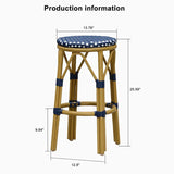 PURPLE LEAF Patio Round Bar Stools Set of 2 Outdoor Backless Barstools Woven Rattan Bar Chair for Indoor Kitchen Island Bistros Cafe Restaurant