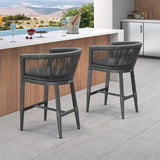 PURPLE LEAF Bar Stools Set of 2 Rattan Bar Stools with Cushions Aluminum Bar Chairs for Outdoor or Indoor Kitchen Bar Stools