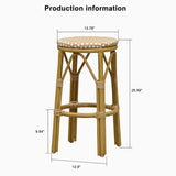 PURPLE LEAF Patio Round Bar Stools Set of 2 Outdoor Backless Barstools Woven Rattan Bar Chair for Indoor Kitchen Island Bistros Cafe Restaurant