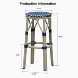 PURPLE LEAF Patio Round Bar Stools Set of 2 Outdoor Backless Barstools Woven Rattan Bar Chair for Indoor Kitchen Island Bistros Cafe Restaurant