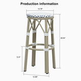 PURPLE LEAF Patio Round Bar Stools Set of 2 Outdoor Backless Barstools Woven Rattan Bar Chair for Indoor Kitchen Island Bistros Cafe Restaurant