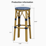 PURPLE LEAF Patio Round Bar Stools Set of 2 Outdoor Backless Barstools Woven Rattan Bar Chair for Indoor Kitchen Island Bistros Cafe Restaurant