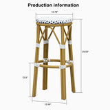 PURPLE LEAF Patio Round Bar Stools Set of 2 Outdoor Backless Barstools Woven Rattan Bar Chair for Indoor Kitchen Island Bistros Cafe Restaurant