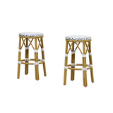 PURPLE LEAF Patio Round Bar Stools Set of 2 Outdoor Backless Barstools Woven Rattan Bar Chair for Indoor Kitchen Island Bistros Cafe Restaurant